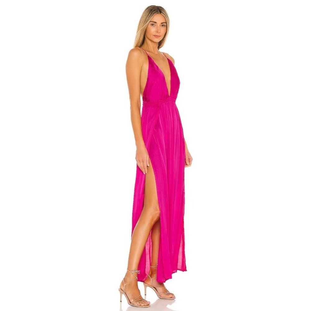 Indah River Pink Sleeveless Tie Back Maxi Dress Women's Size S/M - Picture 5 of 14